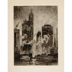  1912 Print Cortland Street Ferry Lower New York City 