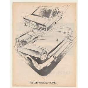  1969 Fiat 124 Sport Coupe $2940 Line Drawing Print Ad 