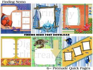 DISNEY FINDING NEMO~DIGITAL SCRAPBOOKING~PRE MADE PAGES  