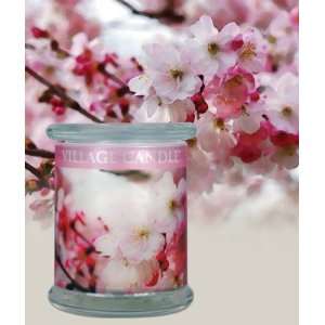   . Cherry Blossom Radiance Wooden Wick Village Candle: Home & Kitchen