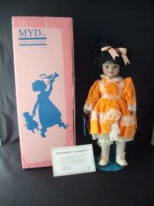 VINTAGE 1989 Marian Yu Design Porcelain Doll COA Stand  