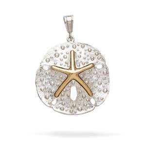  14Kt./Sterling Silver Sand Dollar Charm with Starfish 