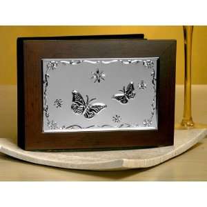 Wedding Favors Wood with Embossed Silver Plated Butterfly Design 