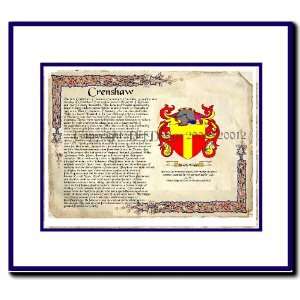  Crenshaw Coat of Arms/ Family History Wood Framed