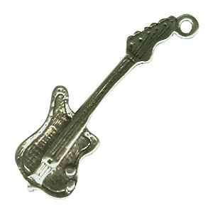    Sterling Silver Electric Guitar Charm or Pendant   3 D: Jewelry