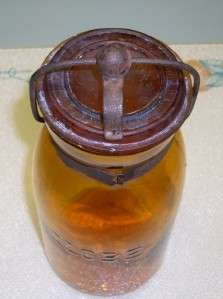 Rare Antique Globe Canning Fruit Jar   Reddish Amber 1886 1895   Glass 