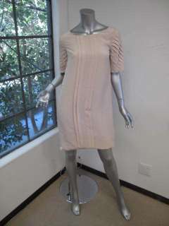   Fendi Light Pink Pleated Sleeve Scoop Neck Straight Dress 38  
