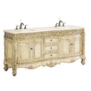 Sebago (double) 72 Inch Traditional Parchment Bathroom Vanity w Faucet
