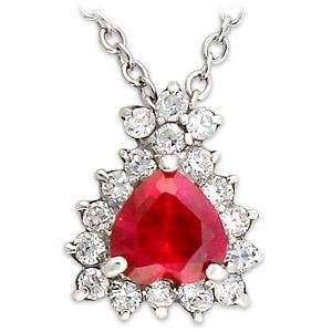   Inches Sterling Silver Ruby Red Upside Down Heart CZ Necklace Jewelry