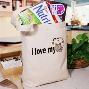  Love My Cat Personalized Canvas Tote Bag 