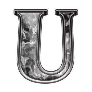 com Reflective Letter U with Inferno Gray Flames   1 h   REFLECTIVE 
