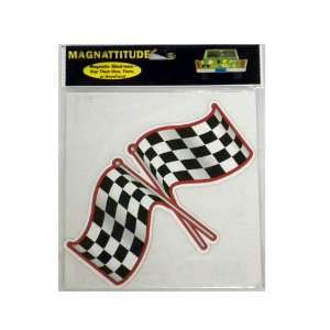   : Black & White Checkered Racing Flags Magnetic Car Decal: Automotive