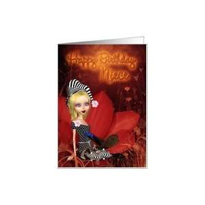  Niece, Birthday Card With Cute Fantasy Elf On A Poppy Card 