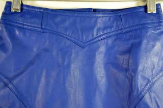 Pelle Cuir Womans Bright Blue Leather Fully Lined Straight Skirt 24 