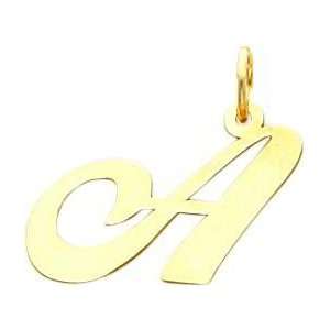  Fancy Cursive Letter A Charm 14K Gold: Jewelry