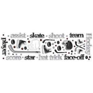   Dots Dimensional Epoxy Stickers Hockey Words & Shapes