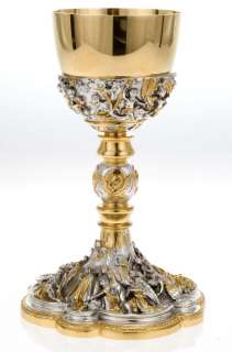 Gorgeous Ornate Silver and Gold Chalice from Italy  
