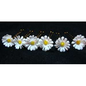  White Daisy Cluster Flower Hair Pins  Set of 6: Everything 