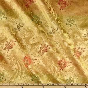  44 Wide Chinese Brocade Phoenix Gold Fabric By The Yard 