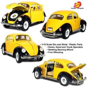   Volkswagen Classic Beetle 118 Scale (Yellow/Black Trim) Toys & Games