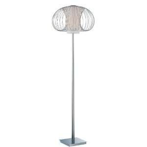 Energy Saving Floor Lamp with Wire Accents in Chrome Finish