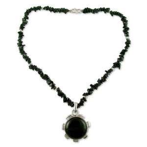  Onyx pendant necklace, Satellite Jewelry