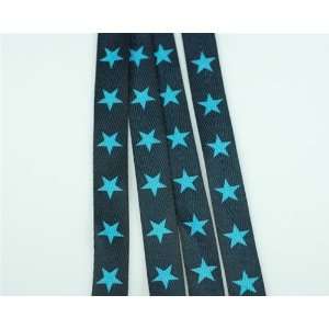  Fashion Shoe Laces   Black w/ Blue Stars 38 #162 