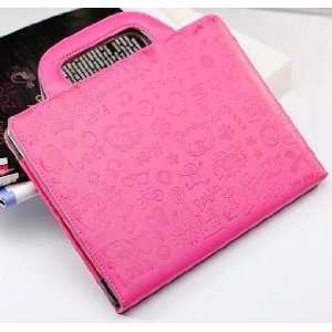  APPLE IPAD2 SOFT LEATHER CASE STYLE 05 PINK with handle 