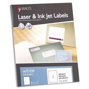   NEW White All Purpose Labels, 8 1/2 x 11, 100/Box   ML0100 Office