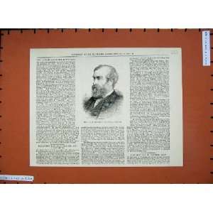   1882 Portrait Mr Harrison Ainsworth Novelist Man Print