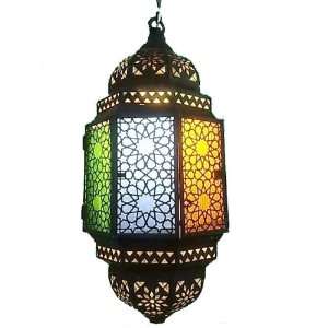 Octagonal Moroccan Antique Style Lighting Glass Lamp:  