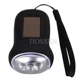   Rechargeable Torch Dynamo Hand Crank Solar Powered Lamp Black  