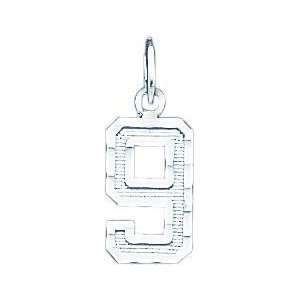  Sterling Silver Small #9 Charm: Jewelry