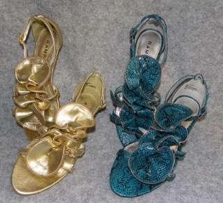   Gold Or Turquoise Ruffle Sandals Shoes Size 6.5 M 8 M 10 M  