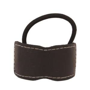   Leather And Sewn Stitching Decorates This Traditional Ponytail Elastic