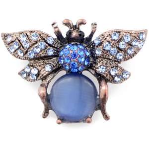   Blue Lady Bug with Opal Austrian Crystal Insect Pin Brooch: Jewelry