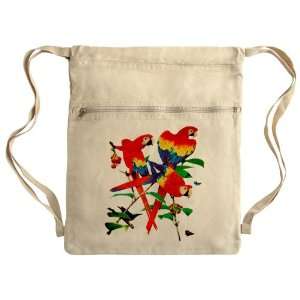  Messenger Bag Sack Pack Khaki Family Of Parrots On Tree 