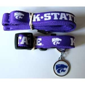 Kansas State Wildcats Pet Set Dog Leash Collar ID Tag MEDIUM:  