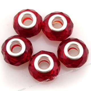 20x Red Crystal Glass Beads Fit Charms Bracelets 150906  