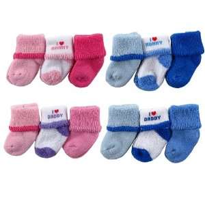  3 Pack Newborn Baby I Love Mommy and Daddy Socks: Baby
