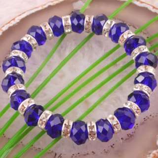Deep Blue Crystal faceted Loose beads Bracelet FH306  