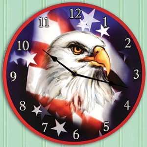  Patriotic American Eagle and Flag Wall Clock