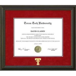   Diploma Frame in Red Suede Mat, Gold Embossed Double T Sports