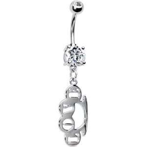 Crystalline Gem Love Brass Knuckle Belly Ring: Jewelry