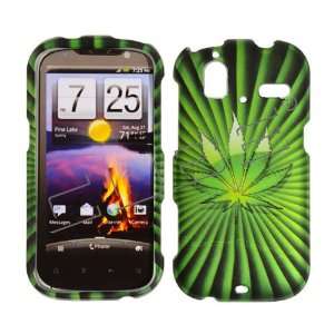  HTC Amaze 4G 4 G Black with Green Marijuana Leaf Design 