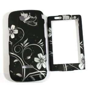  Black with Silver Flower Field Rubber Texture Sanp on Cell 