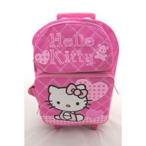   Large 16  School Rolling Backpack Bag   PINK HEART 