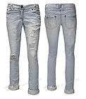 NEW WOMENS LADIES RIP TORN FRAYED EFFECT BLEACH WASH BLUE JEANS 8 10 