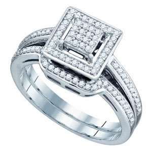  1/3 Carat Diamond Sterling Silver Bridal Set Ring 