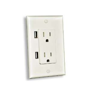   USB Outlet Duo In Wall Decorator AC Outlet with 2 USB Ports, Light